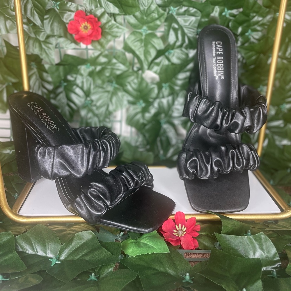 Black block heels